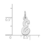 14k White Gold Small Script Letter E Initial Charm