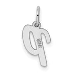 14k White Gold Small Script Letter P Initial Charm