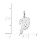 14k White Gold Small Script Letter P Initial Charm