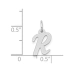 14k White Gold Small Script Letter R Initial Charm