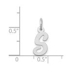 14k White Gold Small Script Letter S Initial Charm