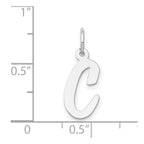 14k White Gold Medium Script Letter C Initial Charm