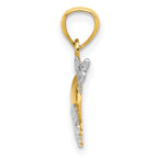 14K and White Rhodium Polished Heart with Wings Pendant