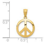 14k Polished Peace Sign Circle Pendant