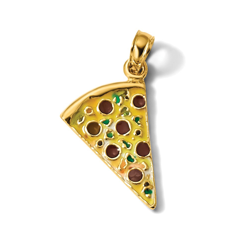 14k Multi-color Enameled Pizza Slice Pendant