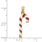14k 3-D Enameled Candy Cane Charm