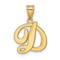 14KY Script Letter D Initial Pendant