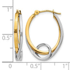 14k Two-tone Oval Loop Hoop Earrings