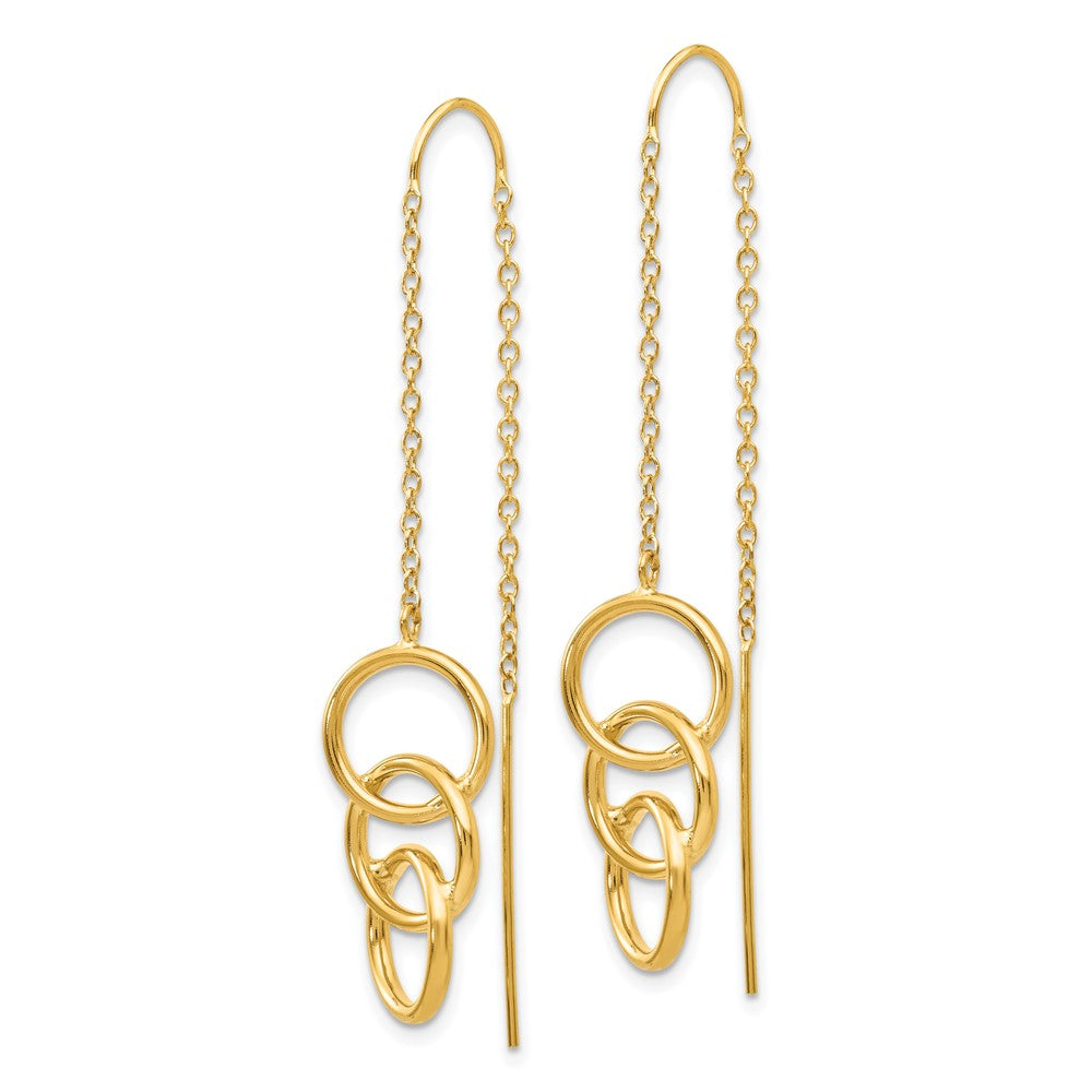 14k Triple Circle and Chain Threader Earrings