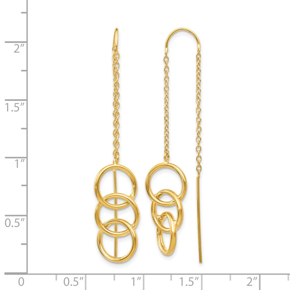 14k Triple Circle and Chain Threader Earrings