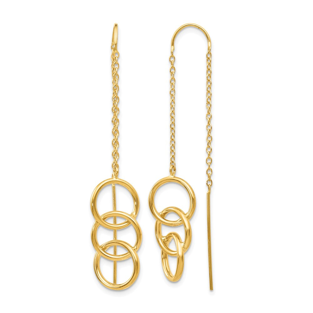 14k Triple Circle and Chain Threader Earrings