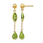14K Peridot Chain Dangle Post Earrings