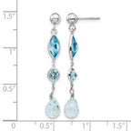 14K White Gold Blue Topaz Dangle Post Earrings