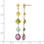 14K Citrine/Peridot/Blue Topaz/Amethyst Dangle Post Earrings
