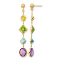 14K Citrine/Peridot/Blue Topaz/Amethyst Dangle Post Earrings