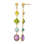 14K Citrine/Peridot/Blue Topaz/Amethyst Dangle Post Earrings