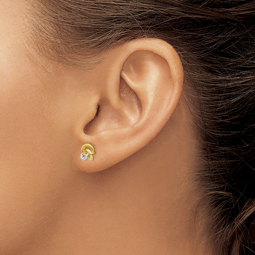 14k and White Rhodium Trinity Knot Post Earrings
