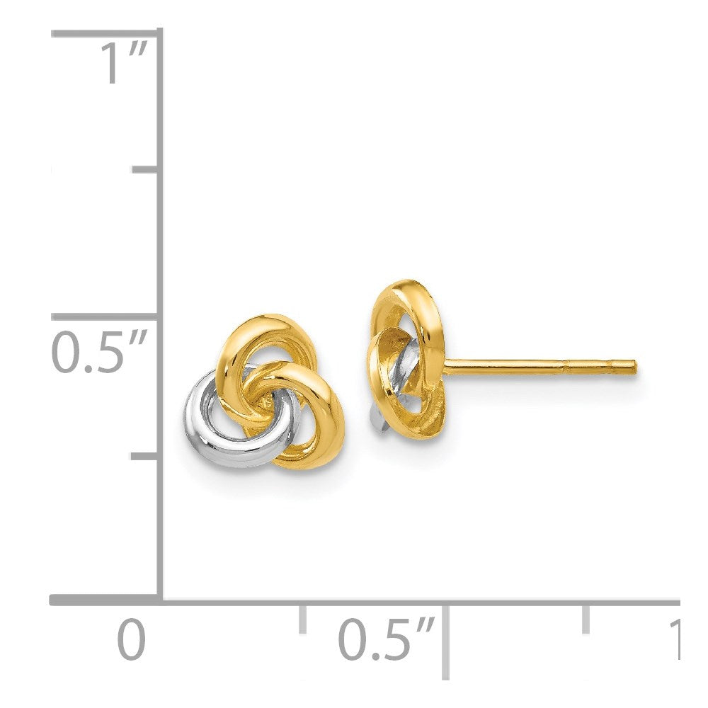 14k and White Rhodium Trinity Knot Post Earrings