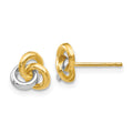 14k and White Rhodium Trinity Knot Post Earrings