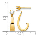 14k Polished J-Hoop Jackets with 4mm CZ Stud Earrings
