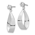 14k White Gold Polished Oval Dangle Jackets with 4mm CZ Stud Earrings