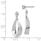 14k White Gold Polished Oval Dangle Jackets with 4mm CZ Stud Earrings