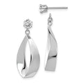 14k White Gold Polished Oval Dangle Jackets with 4mm CZ Stud Earrings