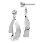 14k White Gold Polished Oval Dangle Jackets with 4mm CZ Stud Earrings
