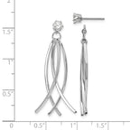 14k White Gold Curved Dangle Jackets with 4mm CZ Stud Earrings