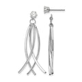 14k White Gold Curved Dangle Jackets with 4mm CZ Stud Earrings