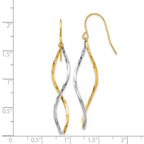 14k Two-tone Twist Dangle French Hook Earrings