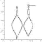 14k White Gold Twisted Oval Dangle Post Earrings