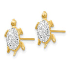 14k White Crystal Turtle Post Earrings