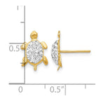 14k White Crystal Turtle Post Earrings