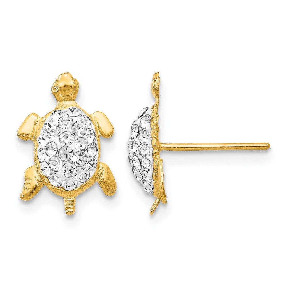 14k White Crystal Turtle Post Earrings