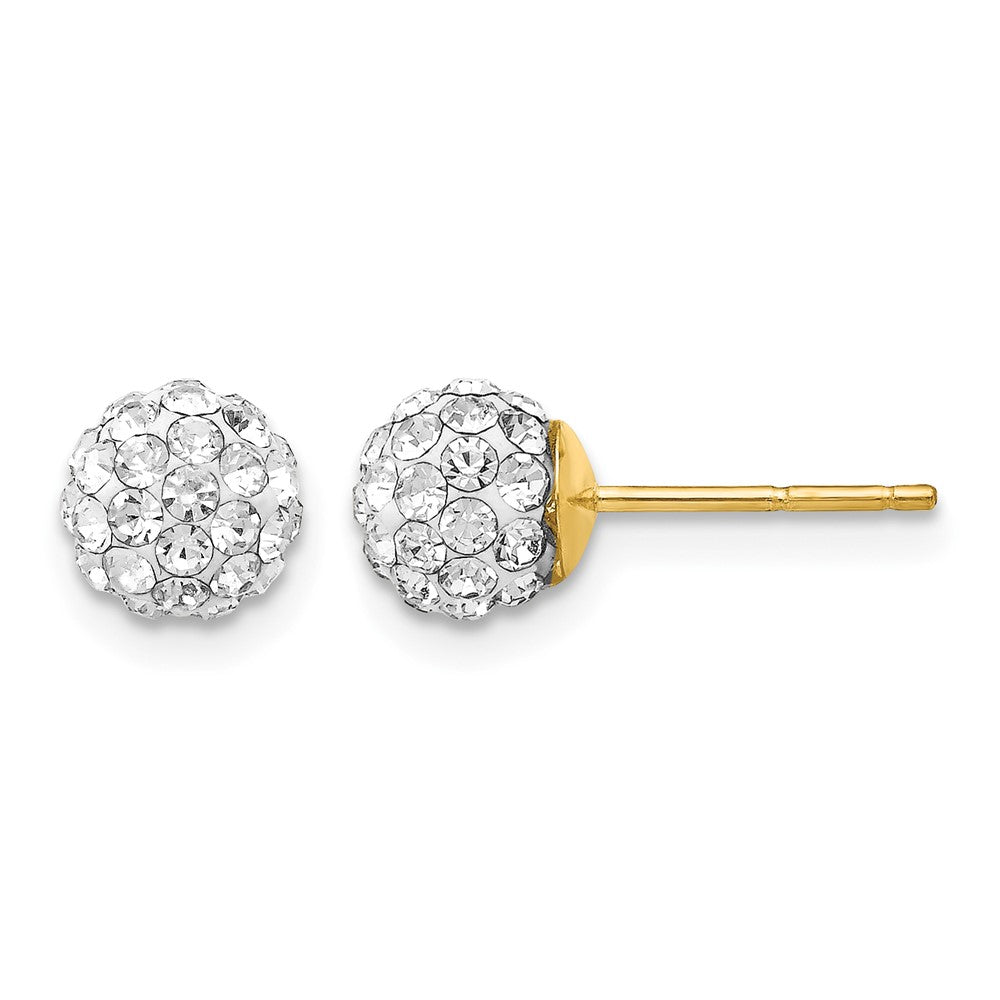 14K 6mm Clear Crystal Round Ball Post Earrings