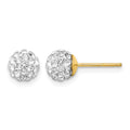 14K 6mm Clear Crystal Round Ball Post Earrings