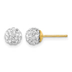 14K 6mm Clear Crystal Round Ball Post Earrings