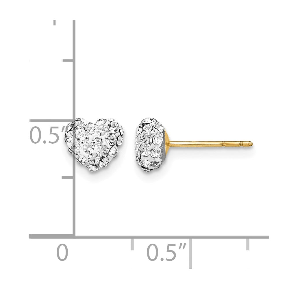 14K 6mm Clear Crystal Heart Post Stud Earrings