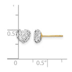 14K 6mm Clear Crystal Heart Post Stud Earrings