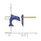14k Blue Crystal Dolphin Post Earrings
