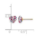 14k 6mm Multi-colored Crystal Heart Post Earrings