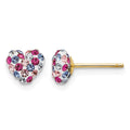 14k 6mm Multi-colored Crystal Heart Post Earrings