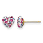 14k 6mm Multi-colored Crystal Heart Post Earrings