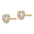 14k 6mm Pastel Multi-colored Crystal Heart Post Earrings