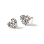 14k 6mm Pastel Multi-colored Crystal Heart Post Earrings