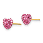 14k 6mm Rose Crystal Heart Post Earrings