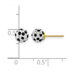 14k 6mm Black and White Crystal Round Ball Post Earrings