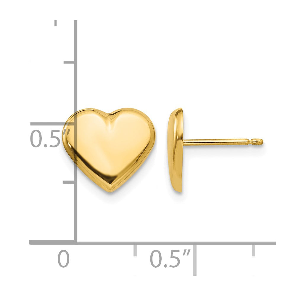 14k 10mm Polished Heart Post Earrings