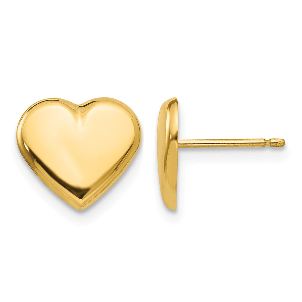 14k 10mm Polished Heart Post Earrings